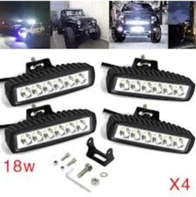 Resim 6 Ledli 18W Metal Kasalı Off Road Gündüz- Sis Farı 4'Lü Set 