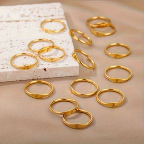 Resim Kadınlar için şık A-Z Baş Harf Küçük Harf Yüzükler, Tatil ve Doğum Günü Partileri için Paslanmaz Çelik Düğün Takı Hediyeleri. 