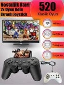 Resim nextbuy Nostaljik 520 Oyunlu Retro Çift Kol Oyun Konsolu Kablosuz Ekranlı Atari Media Oynatıcı Joystick 