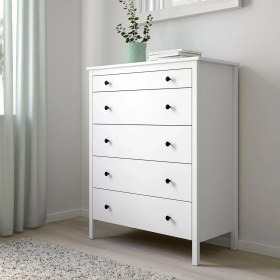 Resim IKEA Koppang 5 Çekmeceli Beyaz Şifonyer 90X113 cm Modern Tasarım ve Kullanışlı Depolama Alanı 