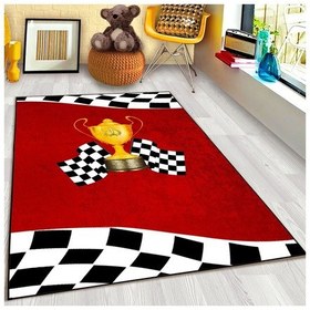 Resim Rally Çocuk Odası Halısı Kırmızı 