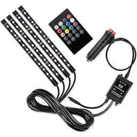 Resim Cbtx E6 48-lamba Ses Kontrolü Araba Ortam Işığı Şeridi Çakmak 12v Renkli Led Müzikli Işık Çubuğu 