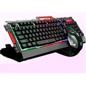 Resim Kablolu Led Aydınlatmalı Mekanik Hisli Klavye Mouse Seti Nefes Modu Oyuncu Gamer Set Siyah AP-8016 