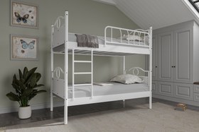 Resim Argimo Zümrüt Genç Çocuk Odası Beyaz Metal Ranza ve Karyola - 90x200 