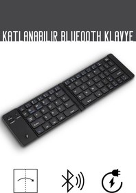 Resim Platoon PL-377 Ultra ince Katlanabilir Android/iOS/Sistem Uyumlu Kablosuz Bluetoothlu Klavye 