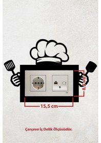 Resim Mutfak Tasarım 2li Priz Çerçevesi İç Ölçü 15,5x8,4 Cm Ikili Priz Çerçeve Mutfak Dekorasyonu 