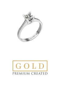 Resim Beyaz Altın Sertifikalı Premium Created Taşlı 0.84 Ct Effect Tektaş Yüzük Beyaz 