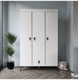 Resim Patiko Rose 3 Kapaklı Dolap Beyaz 