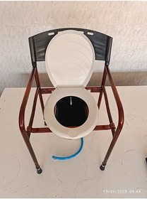 Resim + Plus Taharet Musluklu Direk Seyyar Wc Hasta Tuvaleti 