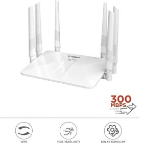 Resim Skygo Beyaz Kablosuz 300MBPS Wifi Router 6 Güçlü Anten Geniş Kapsama 2.4ghz 4 Portlu WR50Q 