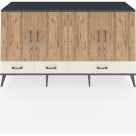 Resim Hyperion Konsol 6 Raflı 3 Çekmeceli 4 Kapaklı 176x44x99 Antrasit- Antrasit-çam/aytaşı 