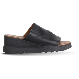 Resim Bueno Shoes Siyah Khv Deri Kadın Dolgu Topuklu Terlik 01wy8605 
