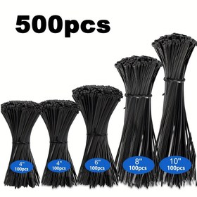 Resim 500 Adet Ağır Hizmet Tipi Siyah Naylon Kablo Bağları, Çeşitli Boyutlar (10.16cm, 15.24cm, 20.32cm, 25.4cm, 30.48cm), Yüksek Gerilme Mukavemeti, Açık Hava ve Bahçe Kilitli Kablo Bağları, Ev, Ofis ve Endüstriyel Kablo Yönetimi, Düzenleme ve Paketleme İçin Kullanımı Kolay, PVC Malzeme 