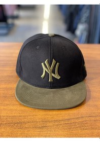 Resim Ny Yankees Hiphop Snapback Rapper Basket Cap Şapka Siyah - Haki 