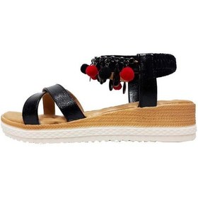 Resim Jena 9711 Parlak Deri Trend Fashion Kadın Sandalet Siyah 