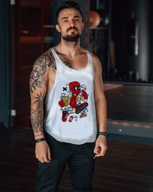 Resim Freeyez Deadpool Skater Gym Fitness Tank Top Sporcu Atleti 