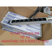 Resim AMP CONNECT 19" 1u 8'li Schuko Anahtarlı Alüminyum Rack Kabin Grup Prizi (10 Adet) 