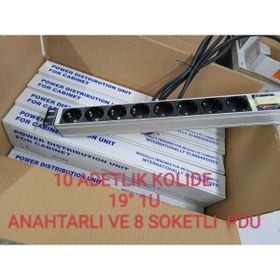 Resim AMP CONNECT 19" 1u 8'li Schuko Anahtarlı Alüminyum Rack Kabin Grup Prizi (10 Adet) 