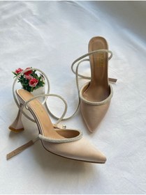 Resim Gamze Shoes Ten Renk Saten Bilekten Bağlama 