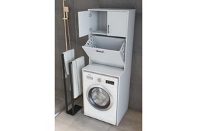 Resim ALASKA ÇİFT KİRLİ SEPETLİ BANYO DOLABI, BEYAZ 