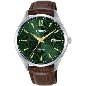 Resim Lorus Rh995rx9 Quartz Deri Kahverengi Yeşil Kadran 10 Atm 41 Mm Erkek Kol Saati Gri 
