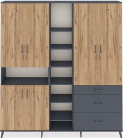 Resim Arges Dolap 13 Raflı 3 Çekmeceli 6 Kapaklı 220x30x243 Antrasit-çam/antrasit Atlas Çam/antrasıt 