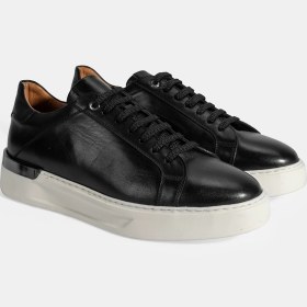 Resim Desa Erkek Siyah Bağcıklı Deri Sneaker 