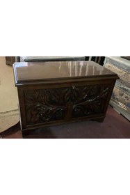 Resim Ankara Mobilya Çeyiz SANDIK 12961 Ahşap Kayın El Oyma Model Kilitli Parlak ceviz natüre El Yapım 