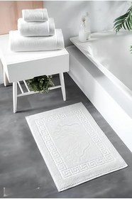 Resim Formeya 3'lü Ayak İzli Ayak Havlusu - Paspas Banyo Seti (3 adet) (Beyaz) 
