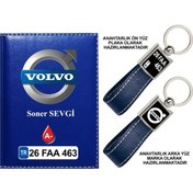 Resim Plakanıza Özel Volvo Logolu Lacivert Ruhsat Kabı Ve Anahtarlık 