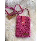 Resim 17X12 cm Deri Askılı ve Deri Kapama El Örmesi Telefon Çantası 