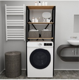 Resim Çamaşır Makinesi Üstü Düzenleyici Raf Banyo Dolabı Rafı Makina Atlantik Çam 