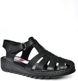 Resim fox SHOES P555030703 Siyah Hakiki Deri Kadın Sandalet, Siyah-Hakiki Deri, 37 