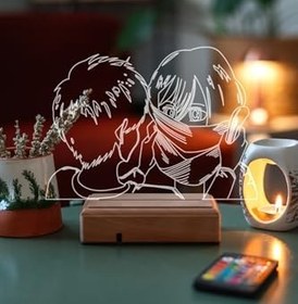 Resim Attack on Titan Mikasa - Eren 16 Renk Gece Lambası 