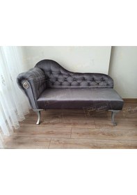 Resim Dekoratif Bihter Koltuk Josefin Puf 110 Cm Gümüş Ayak Antrasit 