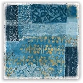 Resim Oscar Stone Decor Doğaltaş Baskılı Bardak Altlığı Mavi Desen 10 Cm X 10 Cm - Stone Coaster Dsn79-4 