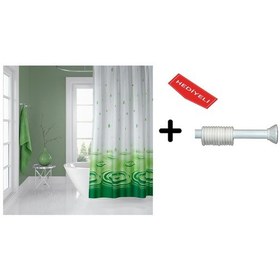 Resim Banyo Duş Perdesi 5020 120x200 Perde Borusu Askı Aparatı 90x130 Hediyeli Çok Renkli 