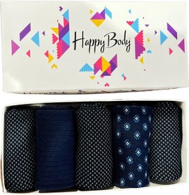 Resim Happy Body (Art...: 13371-1) Erkek Penye Pamuklu 5 Çift Kutulu Lacivert - Siyah 