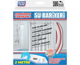 Resim Duş Kapı Eşiği, Mutfak Tezgah Su Kesici Bariyer 2 Metre Beyaz 