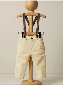 Resim Erkek Bebek Askılı Pantolon-15710 Krem 