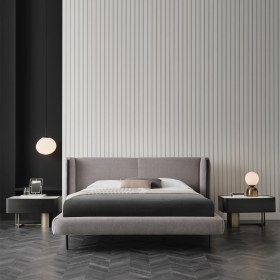 Resim Enza Home Tunis Başlıklı Karyola - Koyu Gri 