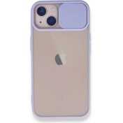 Resim Kzy Apple iPhone 13 Mini Kapak Lensi Açılır Kapanır Kamera Korumalı Kılıf - Lila 
