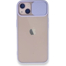 Resim Kzy Apple iPhone 13 Mini Kapak Lensi Açılır Kapanır Kamera Korumalı Kılıf - Lila 