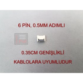 Resim FFC 6 Pin 0.5mm Adımlı Flex Kablo Sabitleyici Konnektör Soketi Sabitleme Fleks Bağlama Aparatı 