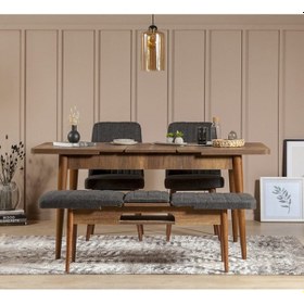 Resim Palermo Benchli Yemek Masası Takımı Ceviz Antrasit 