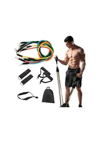 Resim 11 Parça Direnç Bandı Seti Kapı Aparatlı Egzersiz Ve Fitness Lastikleri 