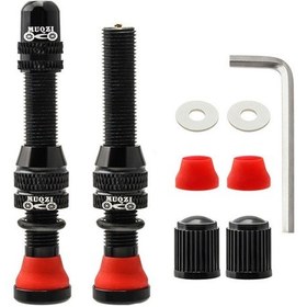 Resim Monyee Alüminyum Cnc Teknolojiyle İşlenmiş 120psi Yüksek Basınçlı Bisiklet Vakum Lastik Valfi Seti - Siyah 2 Adet Valf, Aksesuarlar Dahil 