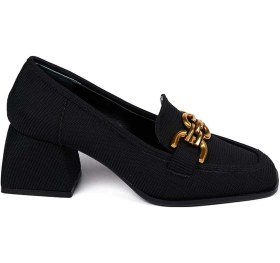 Resim Bestello Tokalı Neolit Taban Kalın Topuklu 281-351 Kadın Ayakkabı Siyah 