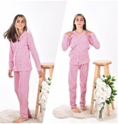 Resim Irk Lemoon Lemoon Çizgili Düğmeli Çocuk Pijama Takımı 