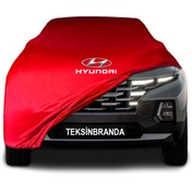 Resim ULTRASHOP Hyundai Santa Cruz (2021 - ) Kırmızı Kumaş Araba Branda Logolu Kumaş Araba Brandası Penye Oto Branda 